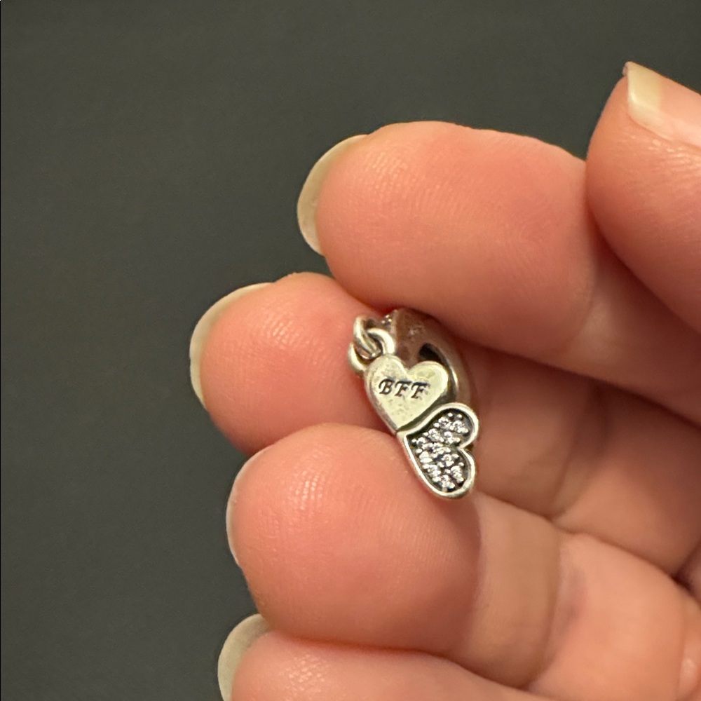 Pandora BFF Best Friends Forever CZ Sparkly Hearts Dangle Bead Charm